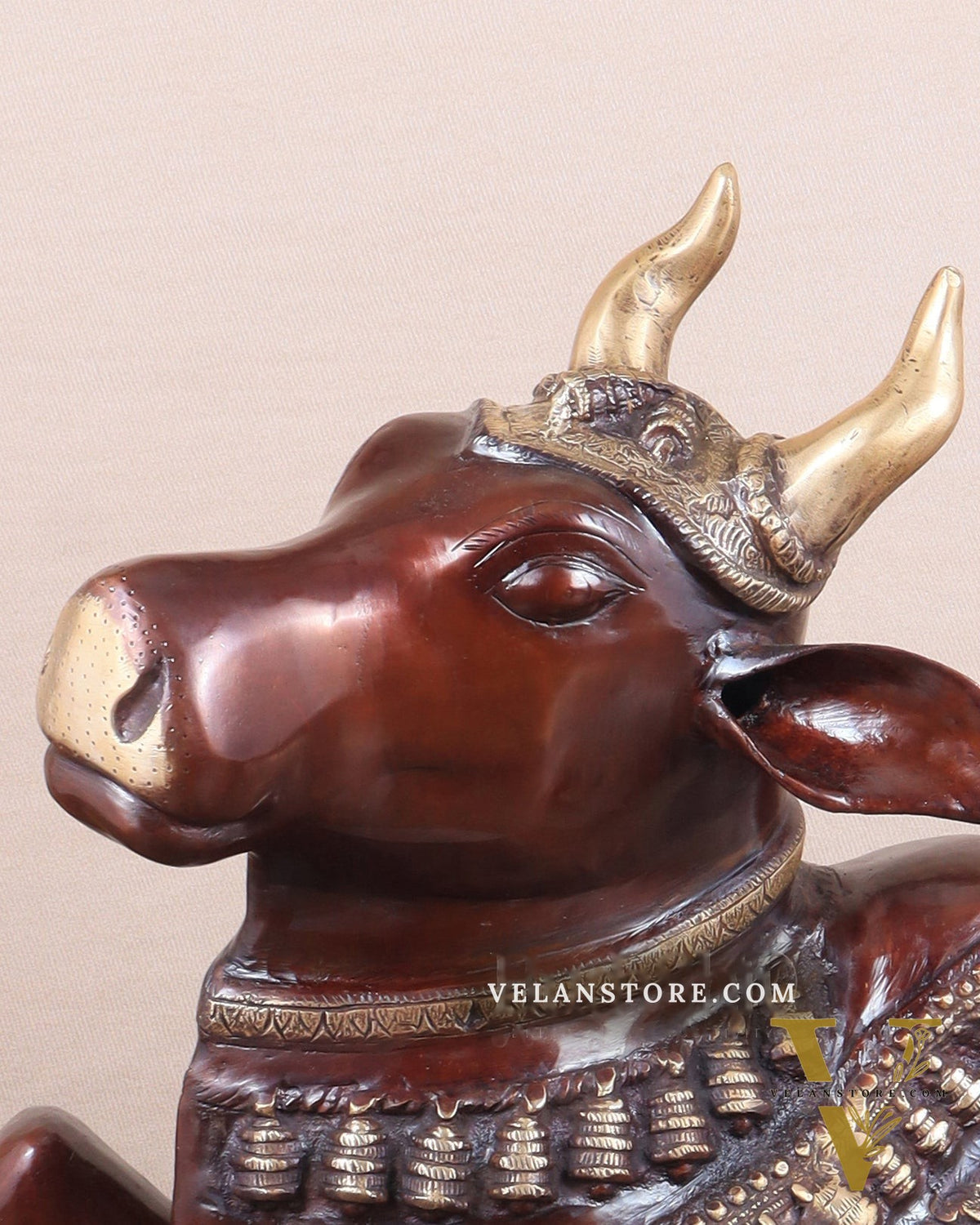 Brass Large Nandi statue 33" glossy brown