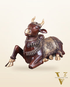 Brass Large Nandi statue 33" glossy brown