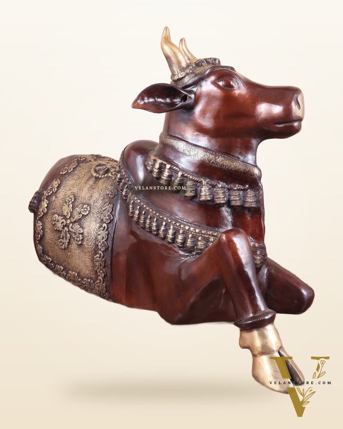 Brass Large Nandi statue 33" glossy brown