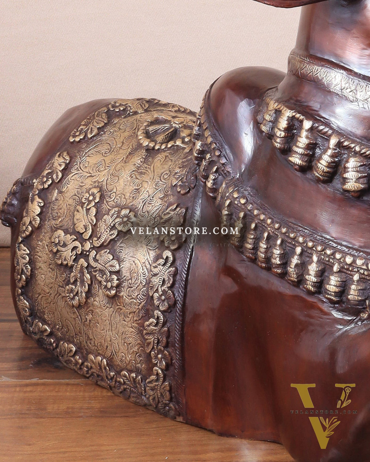 Brass Large Nandi statue 33" glossy brown