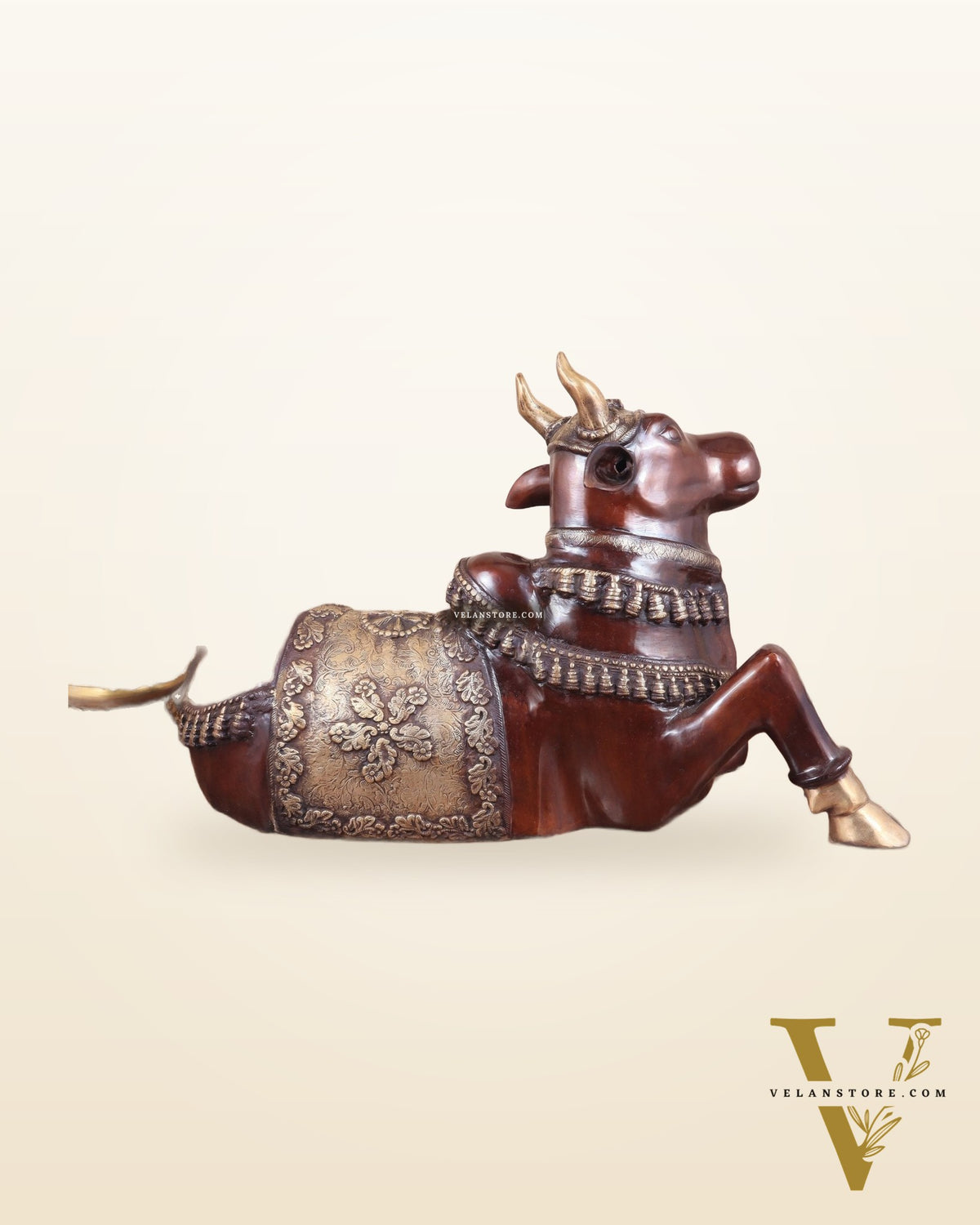 Brass Large Nandi statue 33" glossy brown