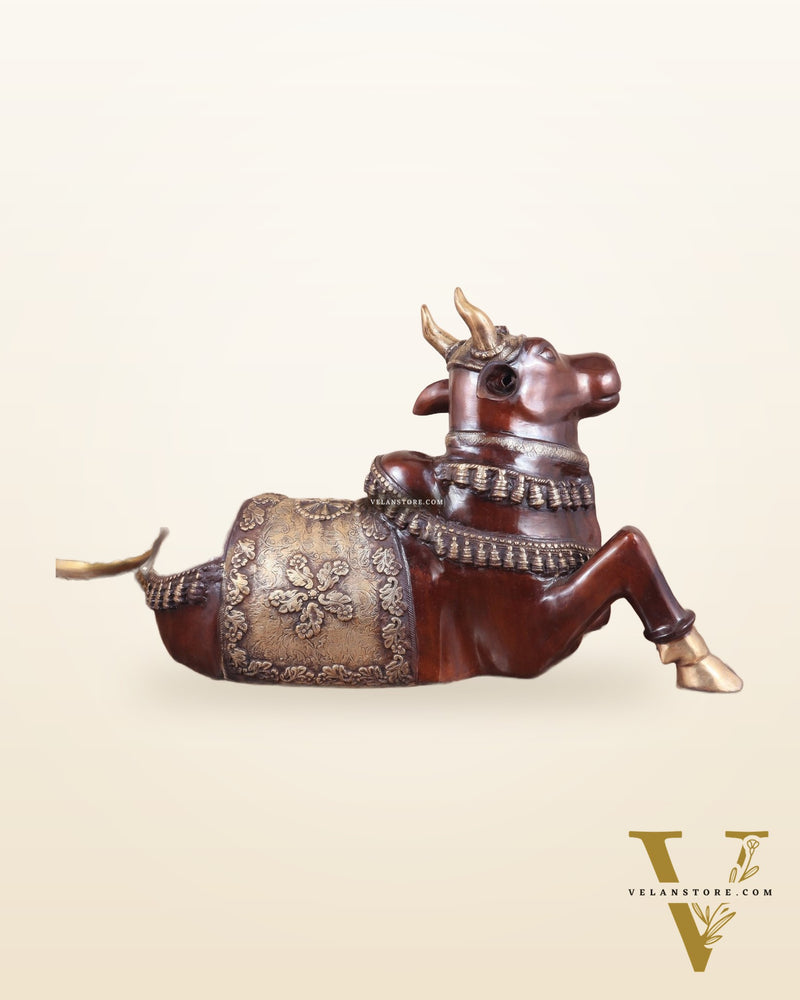 Brass Large Nandi statue 33" glossy brown