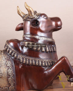 Brass Large Nandi statue 33" glossy brown
