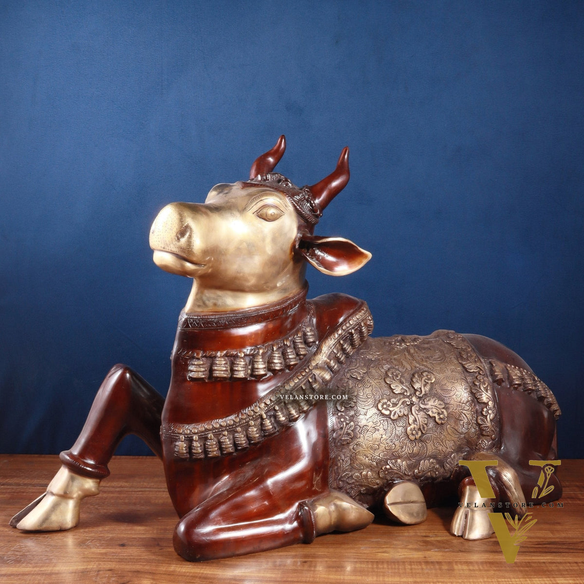 Brass Large Nandi statue 33" vintage double chola