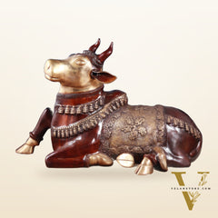 Brass Large Nandi statue 33" vintage double chola