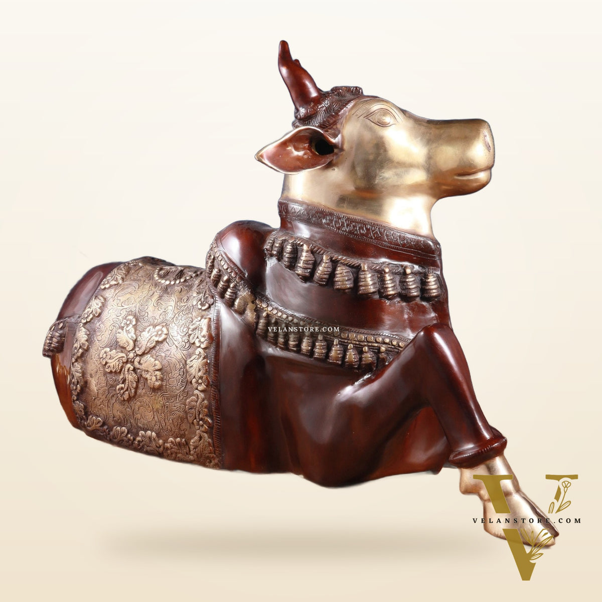 Brass Large Nandi statue 33" vintage double chola