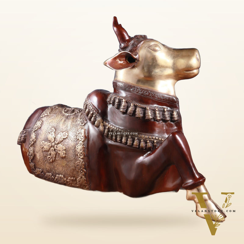 Brass Large Nandi statue 33" vintage double chola