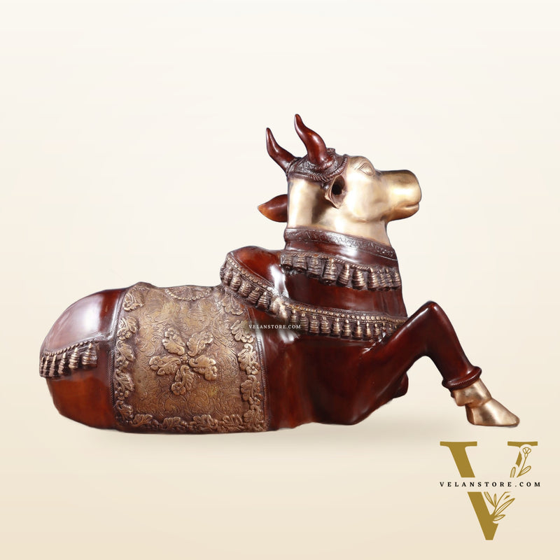 Brass Large Nandi statue 33" vintage double chola