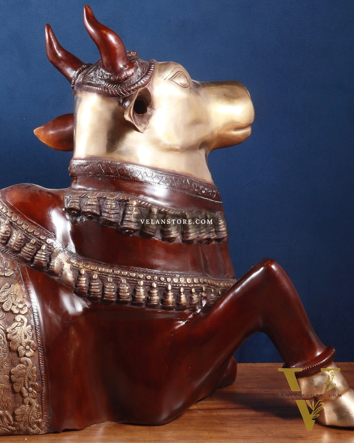 Brass Large Nandi statue 33" vintage double chola