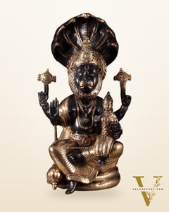Brass Large Narsimha Lakshmi with Sheshanaaga Statue – 23"