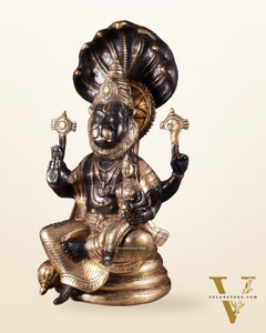 Brass Large Narsimha Lakshmi with Sheshanaaga Statue – 23"