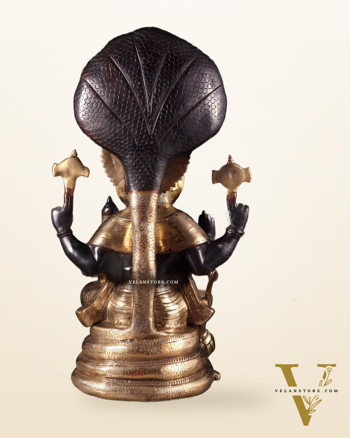 Brass Large Narsimha Lakshmi with Sheshanaaga Statue – 23"