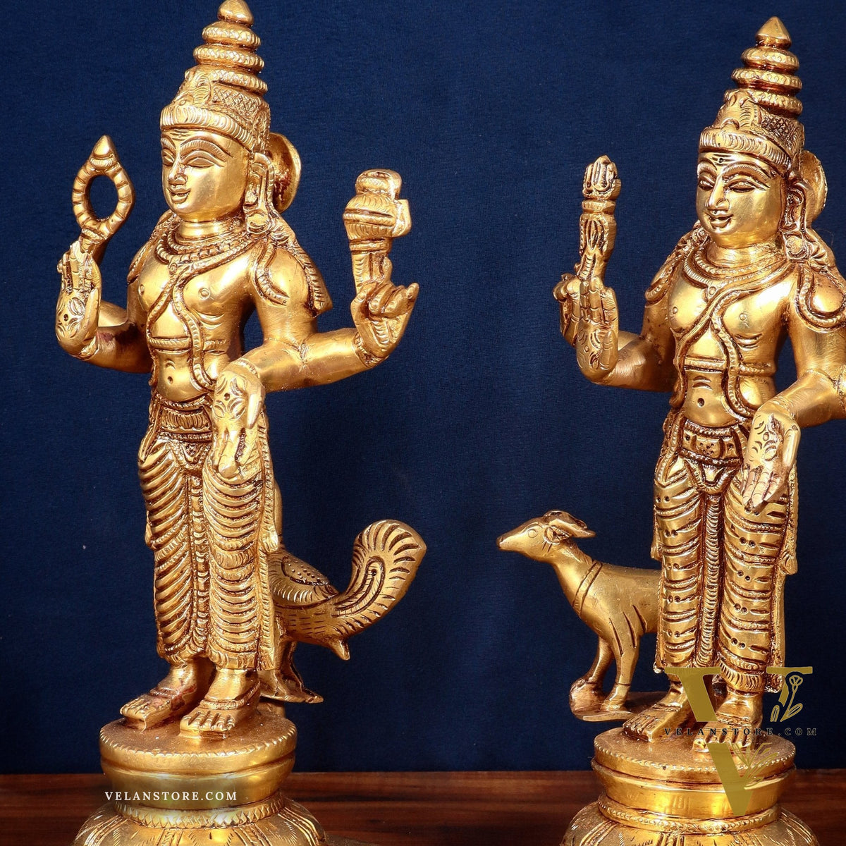 Brass Large Navagraha Idol Set – 12 inch Hindu Planets with Superfine Carvings