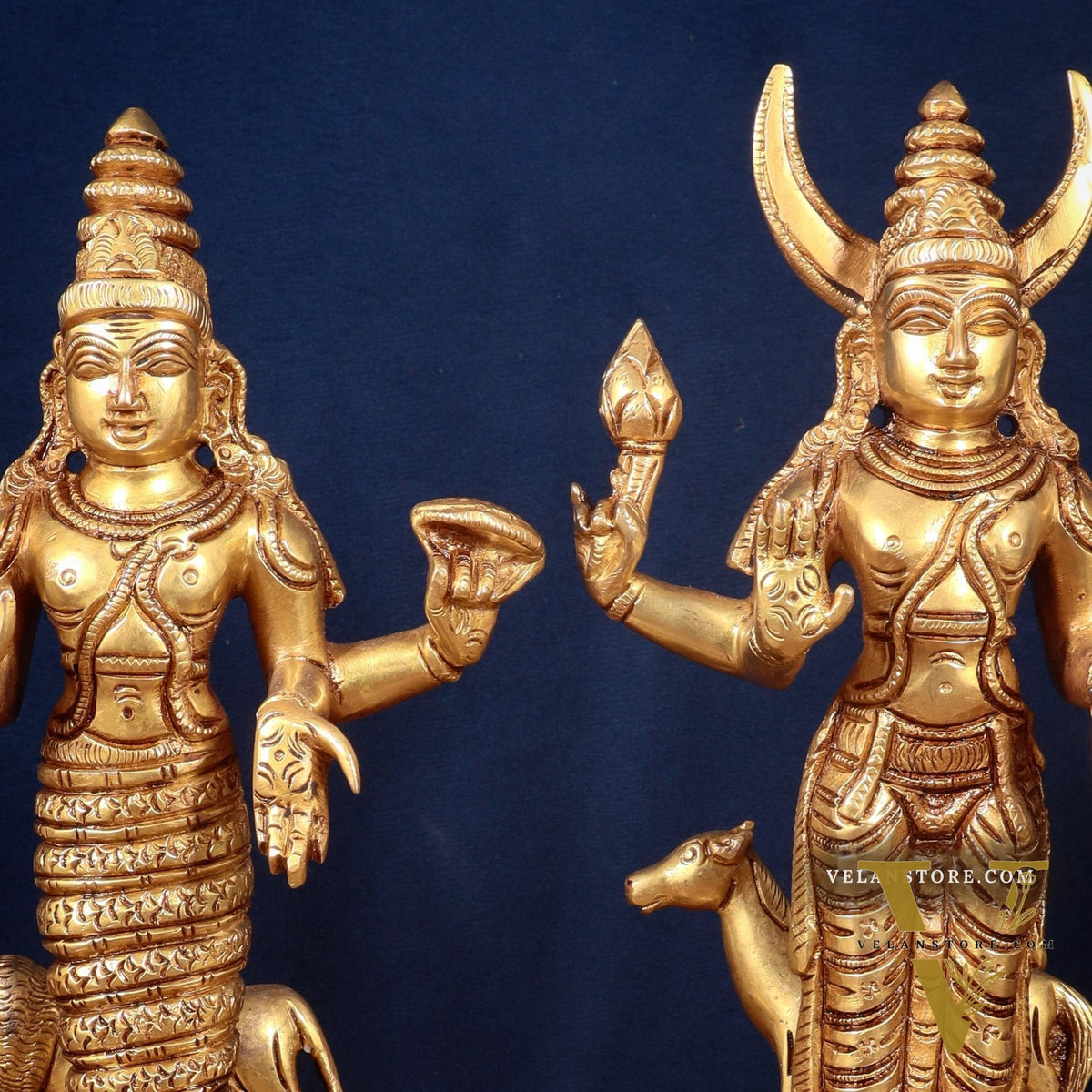 Brass Large Navagraha Idol Set – 12 inch Hindu Planets with Superfine Carvings