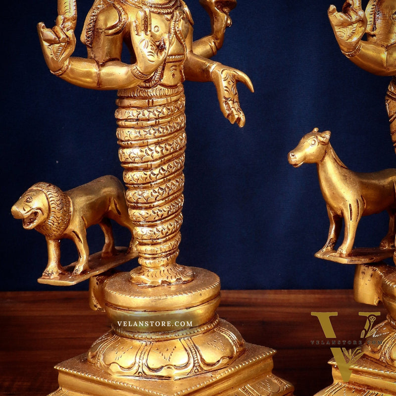 Brass Large Navagraha Idol Set – 12 inch Hindu Planets with Superfine Carvings