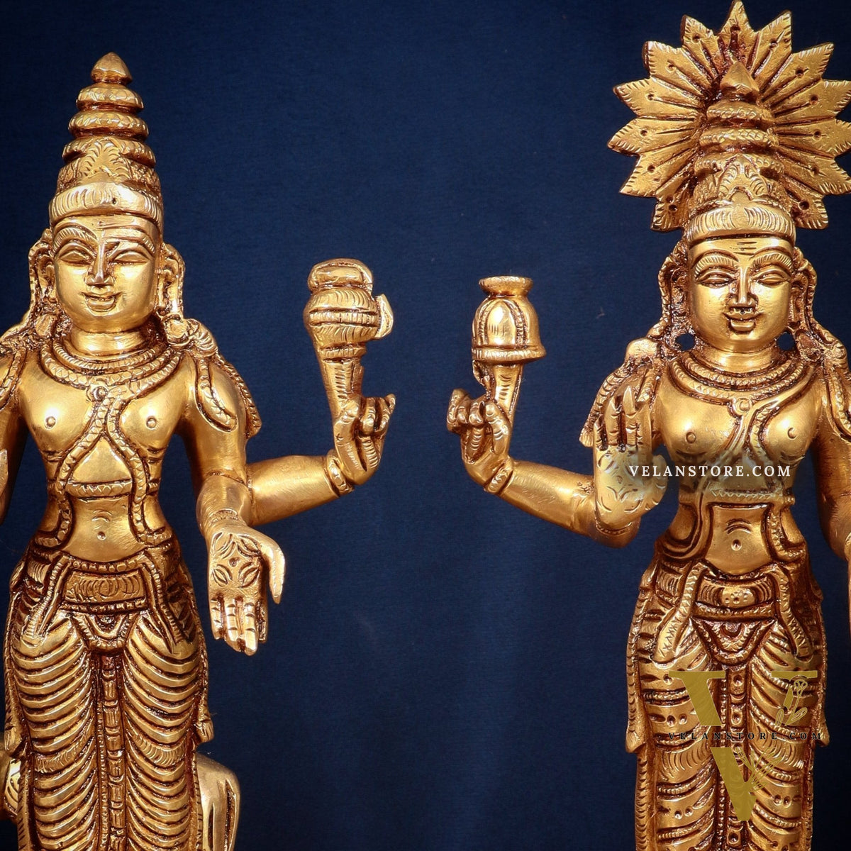 Brass Large Navagraha Idol Set – 12 inch Hindu Planets with Superfine Carvings