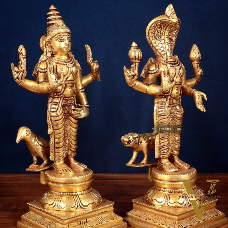 Brass Large Navagraha Idol Set – 12 inch Hindu Planets with Superfine Carvings