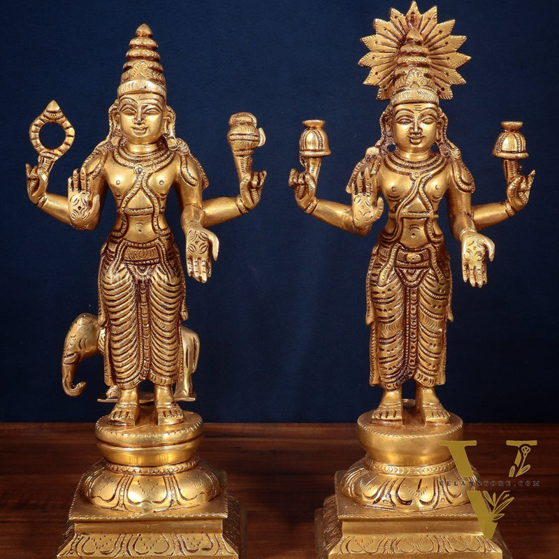 Brass Large Navagraha Idol Set – 12 inch Hindu Planets with Superfine Carvings