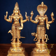 Brass Large Navagraha Idol Set – 12 inch Hindu Planets with Superfine Carvings