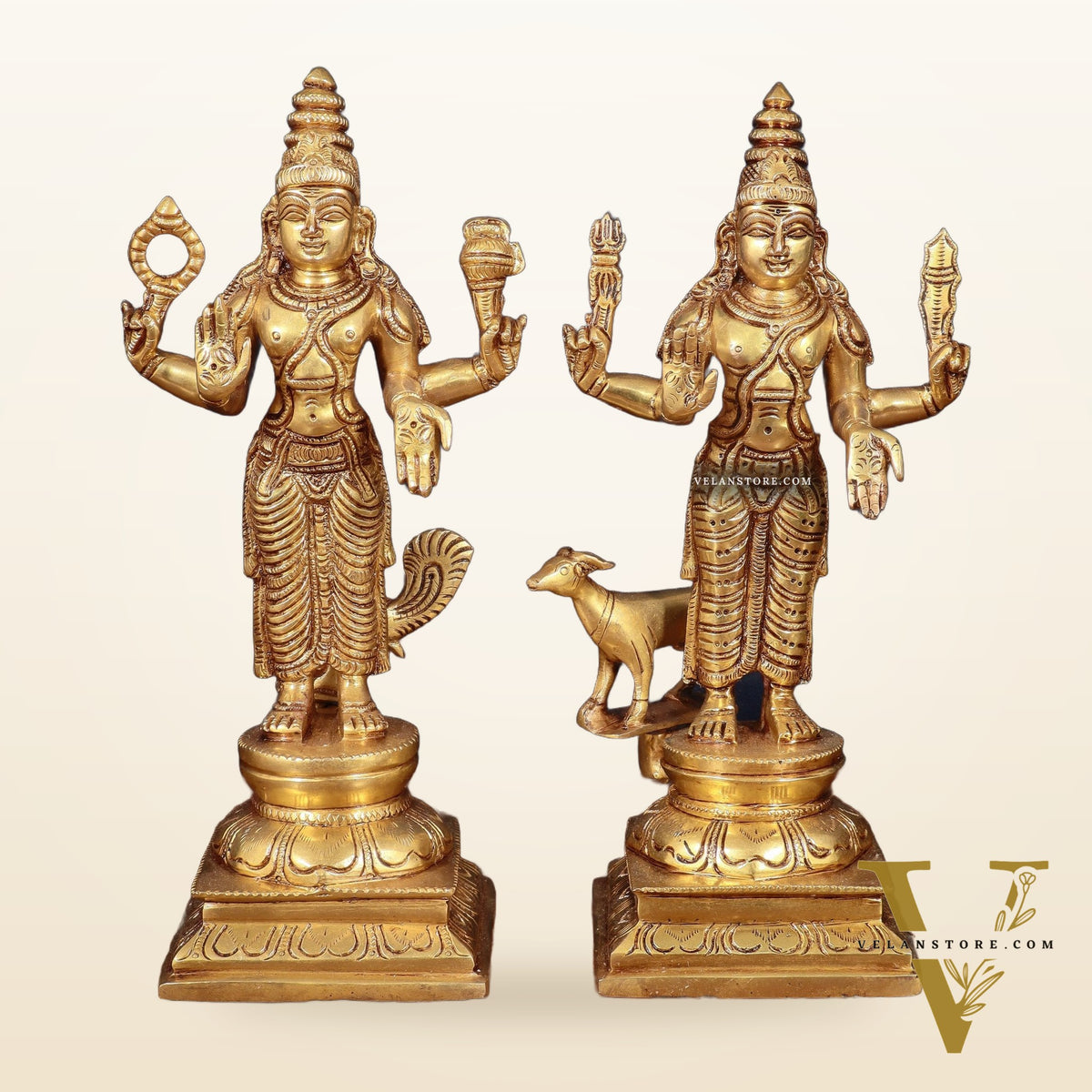 Brass Large Navagraha Idol Set – 12 inch Hindu Planets with Superfine Carvings