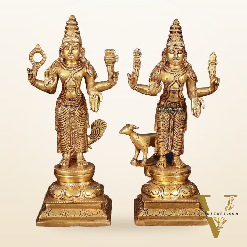 Brass Large Navagraha Idol Set – 12 inch Hindu Planets with Superfine Carvings