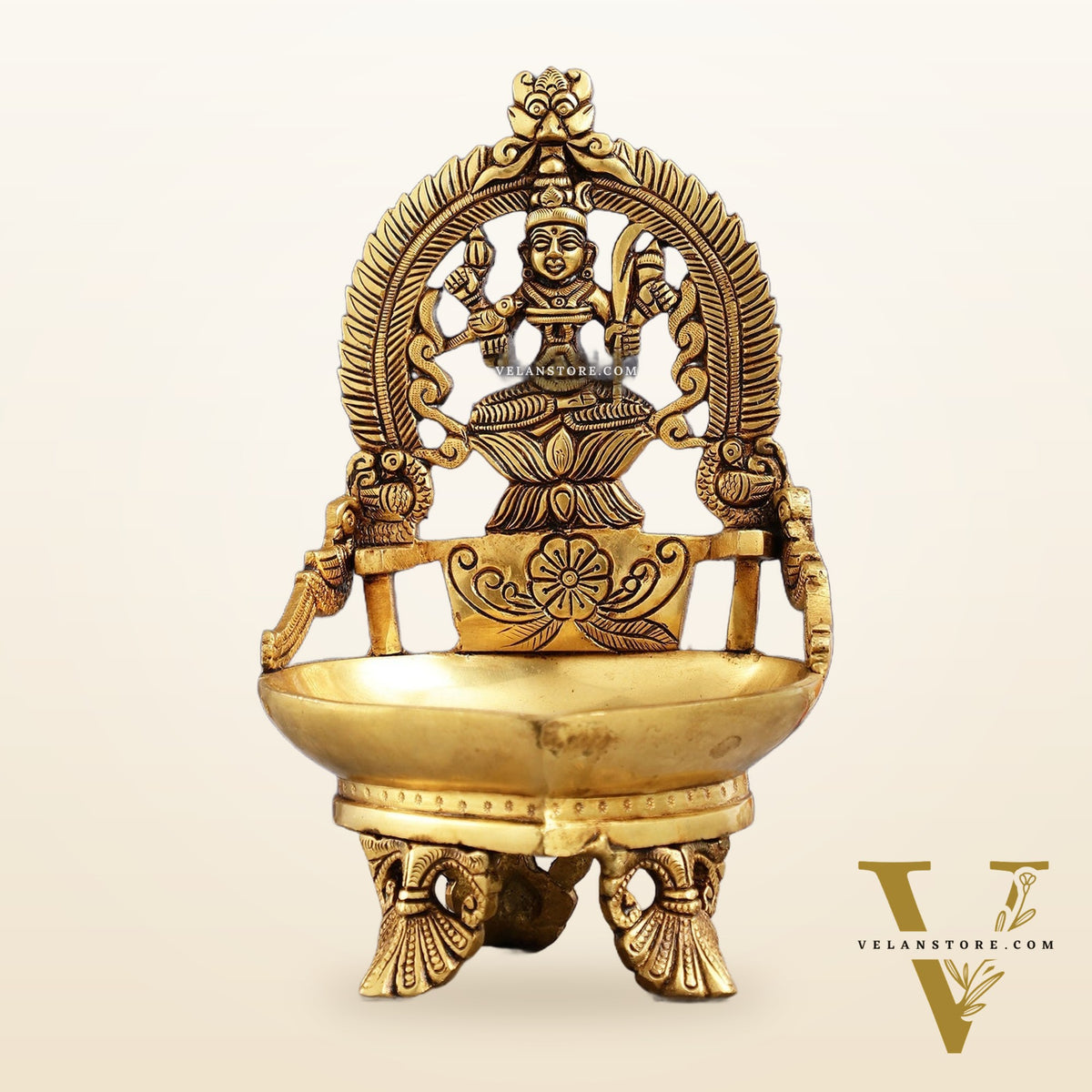 Brass large Rajarajeshwari Kamakshi amman Kamatchi oil lamp 9"