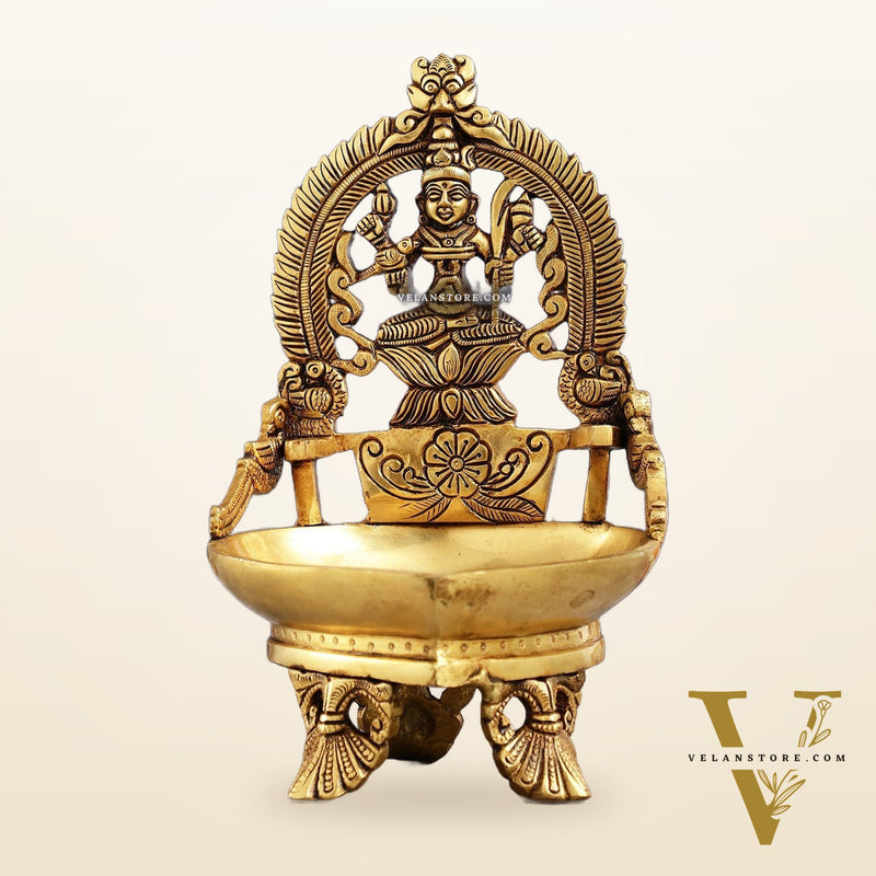 Brass large Rajarajeshwari Kamakshi amman Kamatchi oil lamp 9"