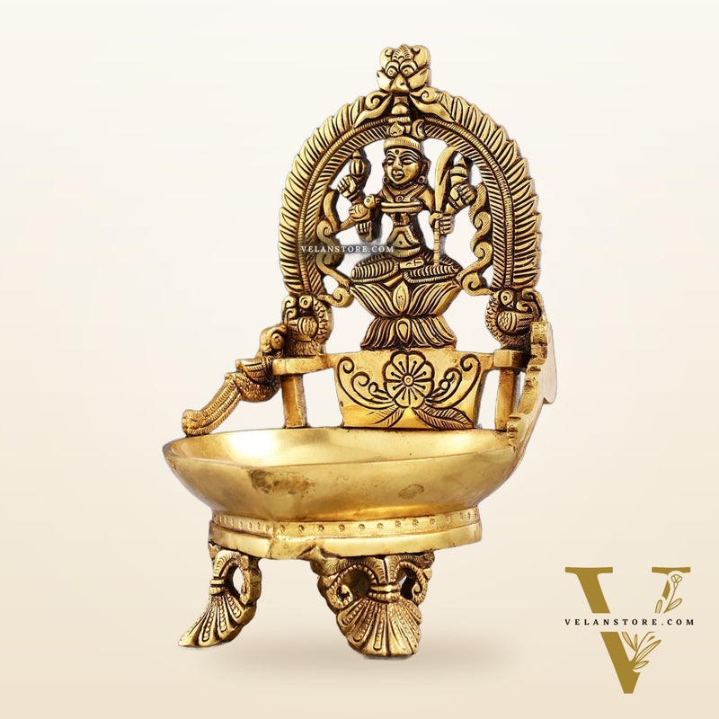 Brass large Rajarajeshwari Kamakshi amman Kamatchi oil lamp 9"