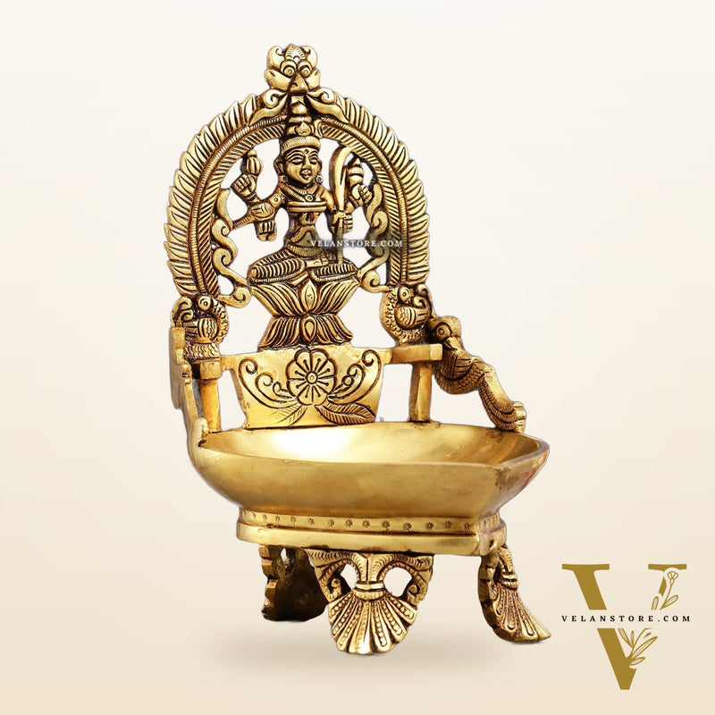 Brass large Rajarajeshwari Kamakshi amman Kamatchi oil lamp 9"