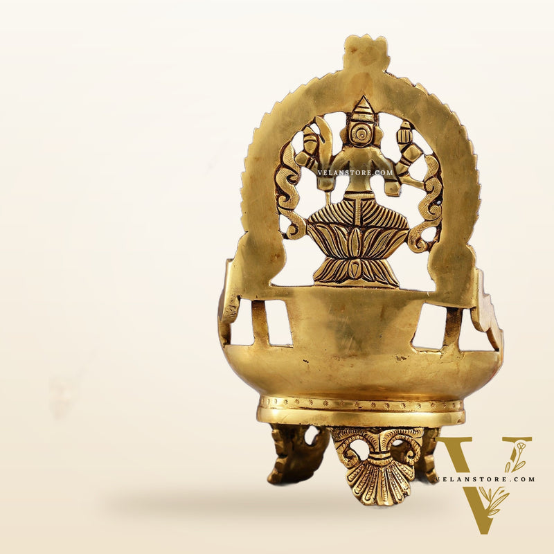 Brass large Rajarajeshwari Kamakshi amman Kamatchi oil lamp 9"