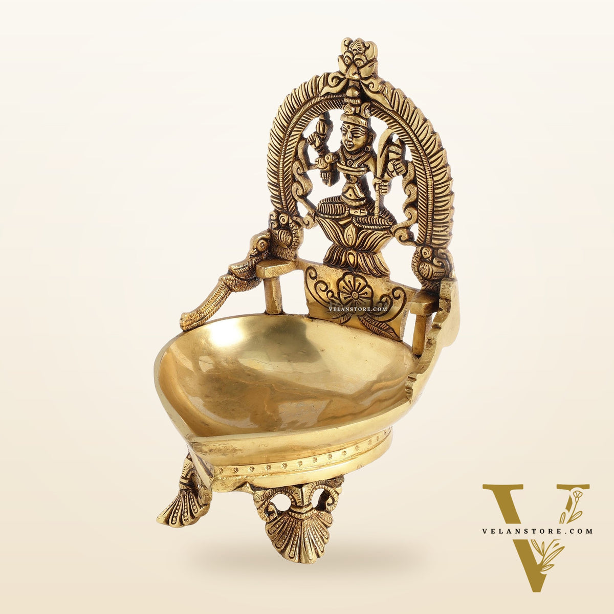Brass large Rajarajeshwari Kamakshi amman Kamatchi oil lamp 9"
