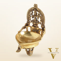 Brass large Rajarajeshwari Kamakshi amman Kamatchi oil lamp 9"