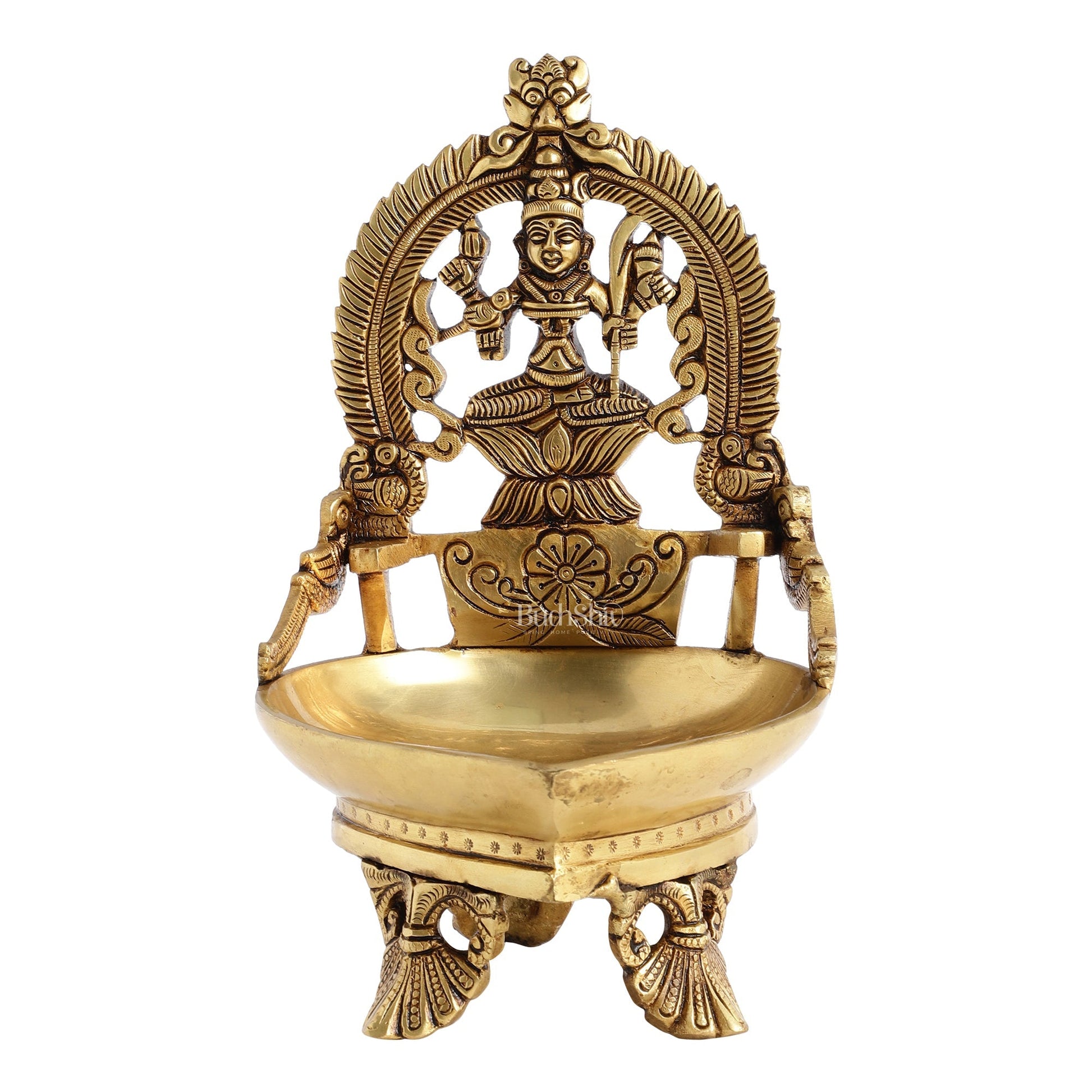 Brass large Rajarajeshwari Kamakshi amman Kamatchi oil lamp 9"