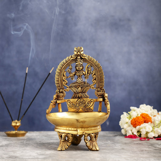 Brass large Rajarajeshwari Kamakshi amman Kamatchi oil lamp 9"