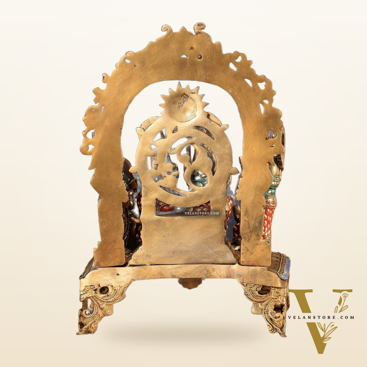 Brass large Ram Darbar Idol with Stonework | 16 inch (Ramapatabhishekam)