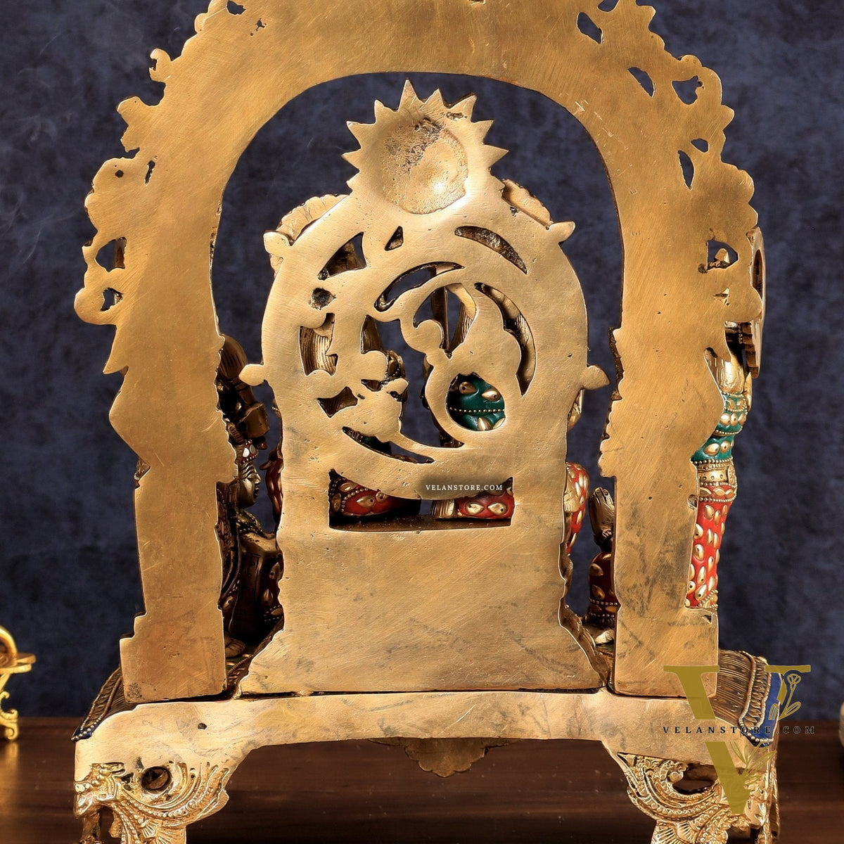 Brass large Ram Darbar Idol with Stonework | 16 inch (Ramapatabhishekam)