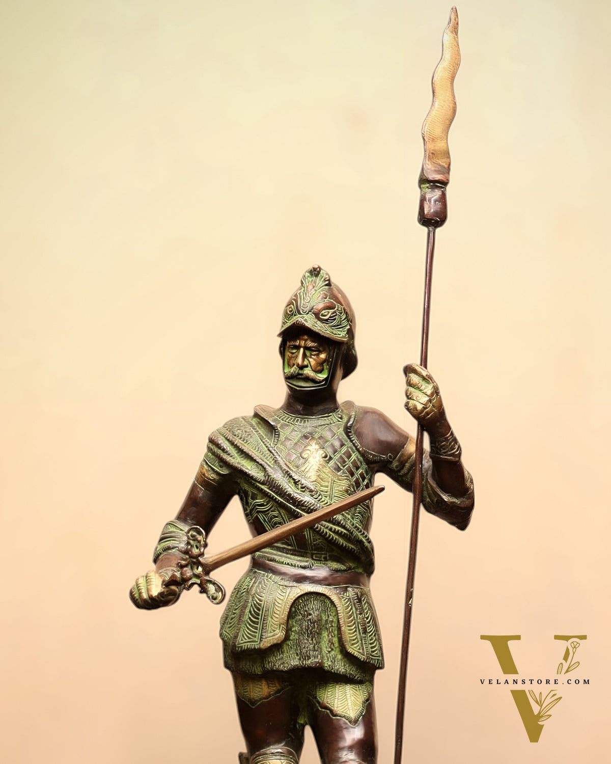 Brass Large Roman Warrior Vintage Statue – 49"