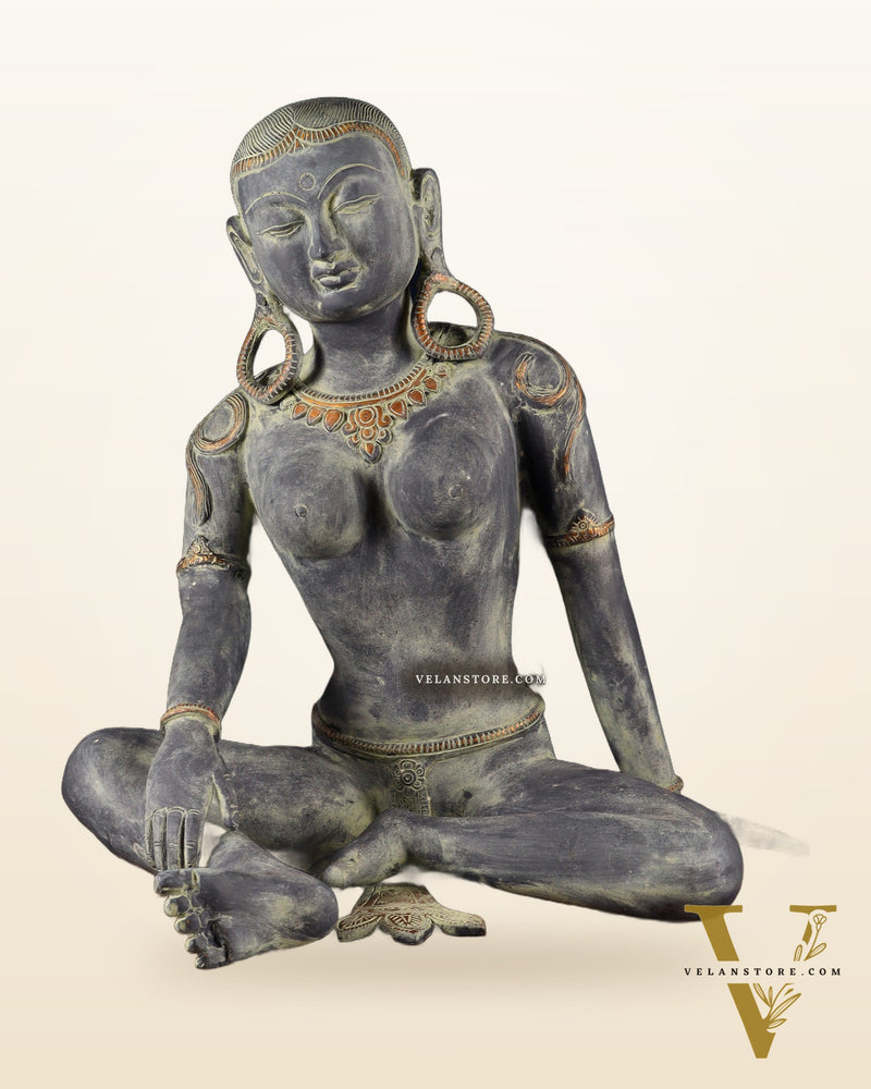Brass Large seated Parvati – Tibetan Style, 19 Inch