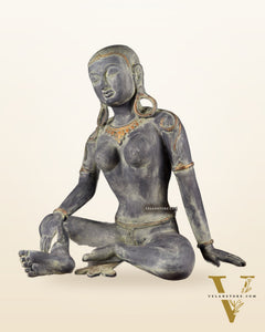Brass Large seated Parvati – Tibetan Style, 19 Inch