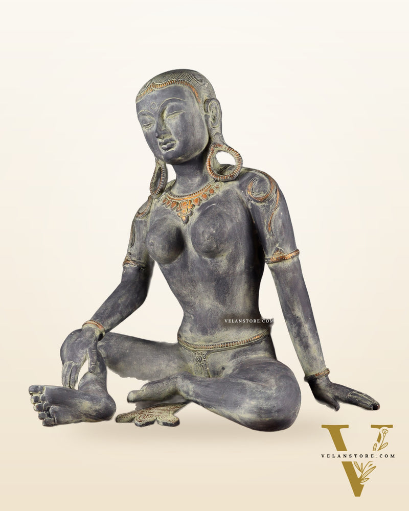 Brass Large seated Parvati – Tibetan Style, 19 Inch
