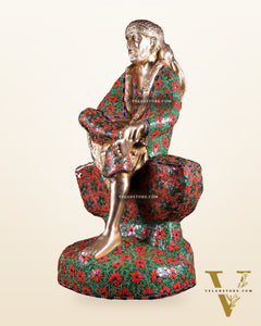 Brass large Shirdi Sai Baba Statue 24" floral stonework