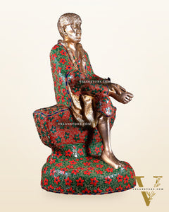 Brass large Shirdi Sai Baba Statue 24" floral stonework