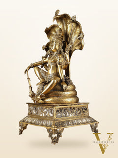 Brass large sitting Lord Vishnu Sculpture | 28 inch