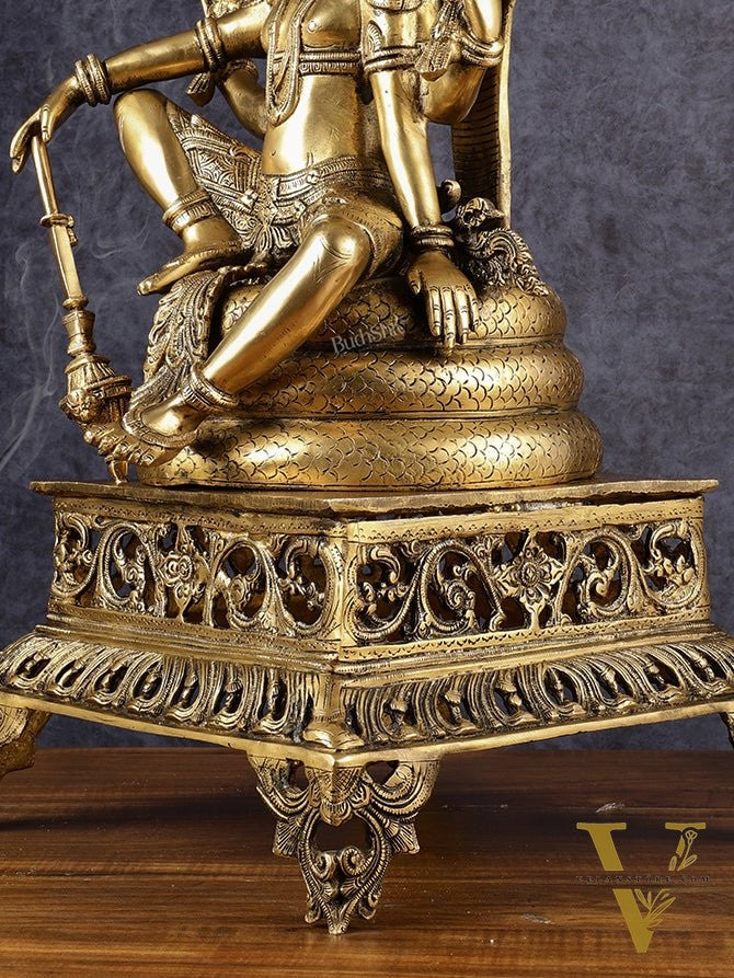Brass large sitting Lord Vishnu Sculpture | 28 inch
