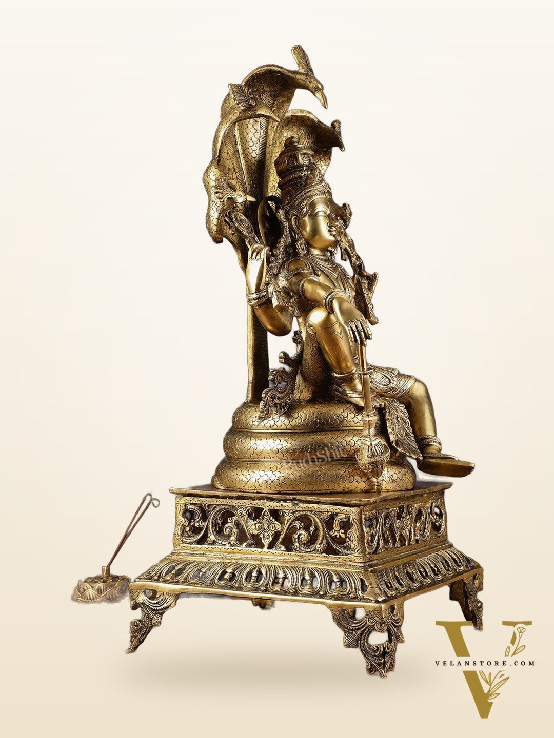 Brass large sitting Lord Vishnu Sculpture | 28 inch