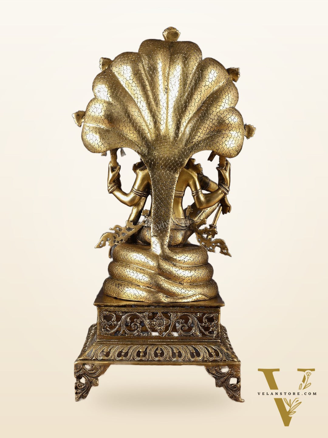 Brass large sitting Lord Vishnu Sculpture | 28 inch
