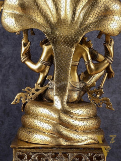 Brass large sitting Lord Vishnu Sculpture | 28 inch