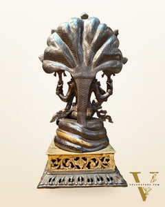 Brass large sitting Lord Vishnu Sculpture black | 25.5 inch
