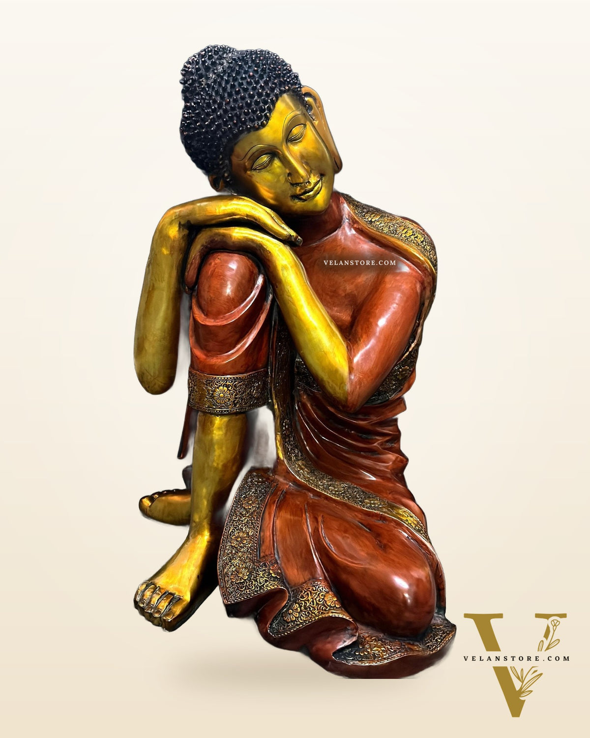 Brass large size thinking Buddha statue 29 inch