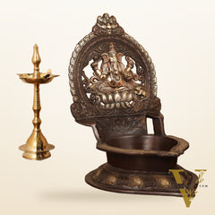 Brass Large-Sized Ganesha Lamp - 16 Inch
